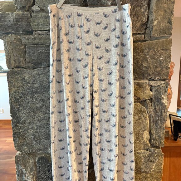 OFFICIAL DISNEY STITCH PJ LOUNGE WIDE LEG PANTS SIZE L (US 10-12) -NWOT - Picture 1 of 5